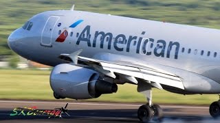 American Airlines A319 and 737800 action  St Kitts HD 1080p [upl. by Seldon]