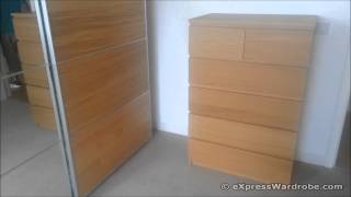 IKEA Pax AULI Mirror and ILSENG Oak Veneer Sliding Door Wardrobe Design [upl. by Hillman]