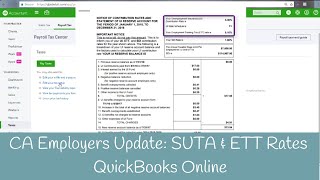 Updating SUTA and ETT Rates for California  EDD in QBO [upl. by Aihsetal996]