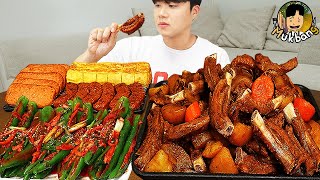 ASMR MUKBANG 집밥 직접 만든 대왕 등갈비찜 고추김치 계란후라이 먹방 amp 레시피 Galbijjim Korean Home Meal EATING REAL SOUND [upl. by Airla]