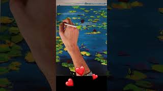 Impressionistische Seerosen Kreatives Kurzvideo 🖌️🌿 Shorts tutorial acrylmalen [upl. by Woodford]