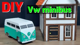 DIY  Making a Volkswagen minibus from cardboard 종이 박스로 폭스바겐 미니버스 만들기 [upl. by Eilsehc]