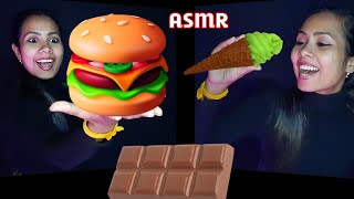 ASMR Hindi  Fake Food Eating 🍦🍔🍫 Mouth Sounds [upl. by Sawyor446]