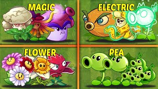 Random 4 Team MAGIC x FLOWER x ELECTRIC x PEA Plants Battles  Who Will Win  PvZ 2 Team Plants [upl. by Lagasse]