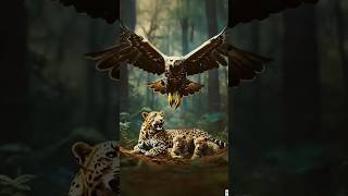 eagle attacked leopard and its babies😢😭 shorts animals [upl. by Nitfa]