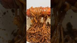 black bean sauce noodles with spicy frank sausage asmr koreanfood [upl. by Hausner]