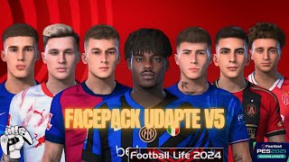 Facepack udapte V5 PES 2021 FOOTBALL LIFE 2024 [upl. by Ymled221]