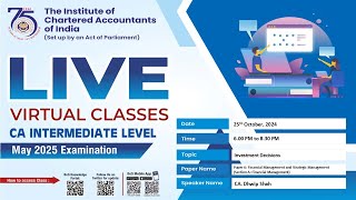 Intermediate Paper 6AFM amp SM  Topic Investment Decisions  Session 2  25 Oct 2024 [upl. by Millham]