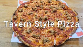 Tavern Style Pizza  Chicago Thin Crust  Crispy Cracker Crust  Home Oven [upl. by Anwahsar]