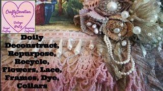 Upcycle Doily Diy 5 Repurpose Doily Tutorial dye doily lace doily flower making [upl. by Heather]