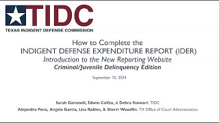 TIDC Webinar 925 FY24 Adult CriminalJuvenile Delinquency IDER amp OCA Interpretation Service Report [upl. by Almeda]