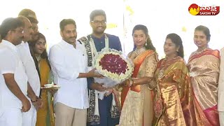 CM Jagan Attends MLA Maddisetty Venugopal Sons Wedding Reception in Darsi SakshiTVLIVE [upl. by Nimrac623]