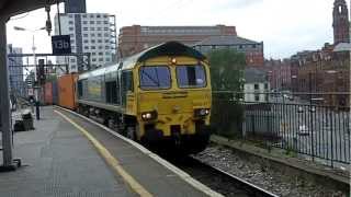 Freightliner Class 66 train at Manchester Piccadilly [upl. by Aylatan]