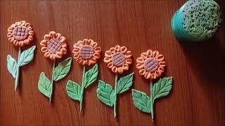 How to Make Sunflowers with Clay  Clay diye jinish banano [upl. by Mlawsky]