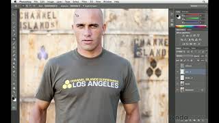 Photoshop Tutorial  Removing a logo from a subjects clothing [upl. by Omrellig]