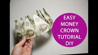 Money Crown out of 9 banknotes Origami Dollar Folded Tutorial DIY [upl. by Reywas438]