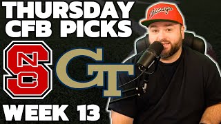 Thursday CFB Picks amp Predictions Week 13  College Football Picks With Kyle Kirms [upl. by Merriam315]