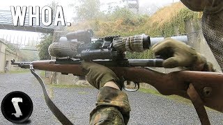 Guy Brings REAL GUN KAR98K TO AIRSOFT GAME [upl. by Nuahsyt]