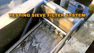 RUNNING TEST SIEVE FILTER  GRAVITY FED FOR SIEVE FILTER  KOLAM RAS  BUDIDAYA IKAN NILA [upl. by Minette951]