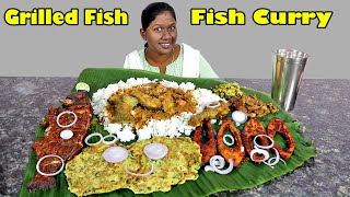 Fish Meals With Grilled Fish Curry and Fish Omelette Eating Challenge In Tamil Foodies Divya [upl. by Elorak831]