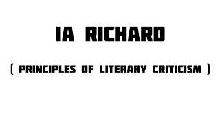 Ia richards principles of literary criticism [upl. by Westley206]