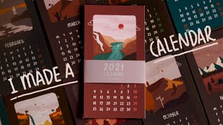 making 2021 calendar from the scratch with my illustrations 📅 [upl. by Yuhas]