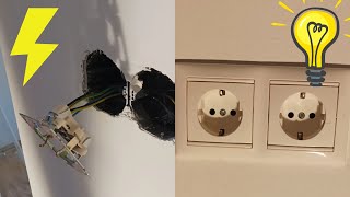 Double socket installation socket electrical installation electricity [upl. by Eadie847]