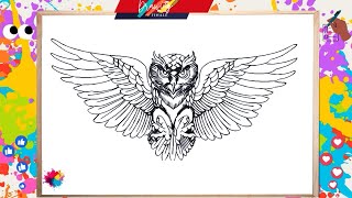 How to Draw a Cute Owl Easy StepByStep Drawing and Coloring for Kids and Toddlers [upl. by O'Toole825]