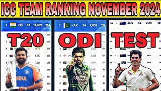 icc team rankings november 2024  pak move up  top 10 teams [upl. by Eustatius]