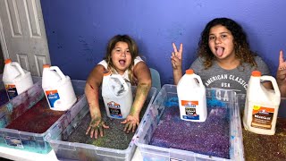 MAKING SLIME WITH ALL THE ELMERS GLUE GALLONS  MAKING 5 GIANT SLIMES [upl. by Nairrot]