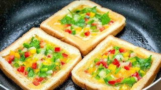 10 Minutes Recipe  Quick amp Easy Breakfast Recipe ASMR No Music Crunchi Onion Tomato Toast [upl. by Notelrahc569]