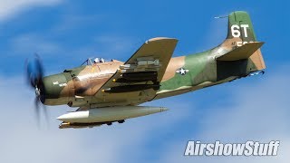 Douglas A1 Skyraider Flybys  Northern Illinois Airshow 2017 [upl. by Aldos]