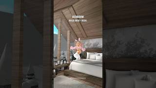 Bloxburg modern rustic house bedroom build ideas  ceiling decor custom bed and decal ❄️ bloxburg [upl. by Rodolfo]