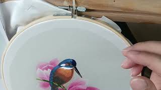 Chinese Suzhou Embroidery Kingfisher with Water Lily PART 1 Kingfisher [upl. by Alesandrini]