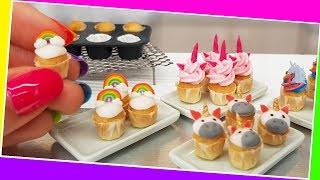 Amazing Mini UNICORN CUPCAKE🦄🦄🍫real cupcakeJennys mini cookingdecoratinghandmadetiny [upl. by Ybok]