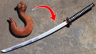 Forging a Katana from a Rusty Hook [upl. by Hescock]