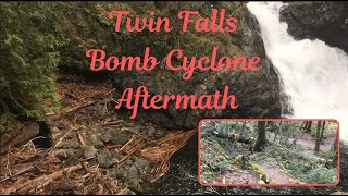 PNW BOMB CYCLONE Aftermath along TWIN FALLS Trail  Turbulent Coves  Fallen Trees  North Bend WA [upl. by Sulienroc812]