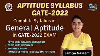 Complete Aptitude Syllabus for GATE2022 Exam  Topic wise Discussion  Reference Books  All Detail [upl. by Novert916]