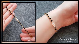 Bileklik Yapımı Very easy bracelet making for beginners Beaded bracelet tutorial [upl. by Htebsil]