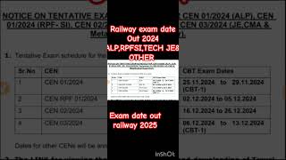 Railway Alp Rpf si Tec je amp other exam date our [upl. by Leamiba470]