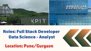 KPIT Off Campus Hiring for Full Stack Developer  American Express Hiring Analyst  Data Science [upl. by Robena945]