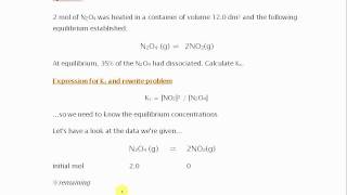 Equilibrium Calculating Kc N2O4 g ⇌ 2NO2g [upl. by Jit]