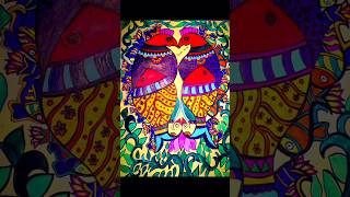 Bird and Fish Madhubani Painting Design🎨 shorts art satisfying madhubani creative [upl. by Odnomyar]