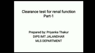 Clearance test for renal function creatinine clearance Part1BSc 5Clinical Biochemistry [upl. by Ahseila]