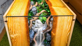 I Put a Waterfalls Terrarium in my Table Custom Build [upl. by Limoli822]