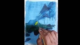 Watercolor Scenery Easy Painting For Beginners पेंटिंग कैसे बनाये❤️shorts ytshorts art drawing [upl. by Latreshia]