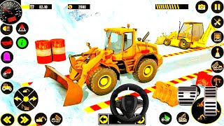 753 auto bulldozer cutting stone into block snow roads game  construction roads game snow game [upl. by Akinohs]