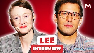 Lee Stars Andy Samberg amp Andrea Riseborough Are an Unlikely Duo in Kate Winslet War Film  Interview [upl. by Cheshire688]