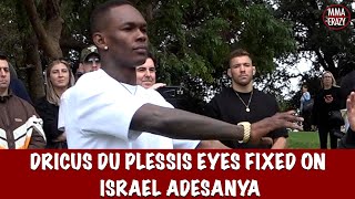 Israel Adesanya Dances while Dricus Du Plessis WATCHES ON at UFC 305 Welcome Ceremony [upl. by Eenet]