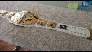 CLEANING WWE INTERCONTINENTAL CHAMPIONSHIP REPLICA COMMEMORATIVE BELT  WHITE STRAP [upl. by Nicky]